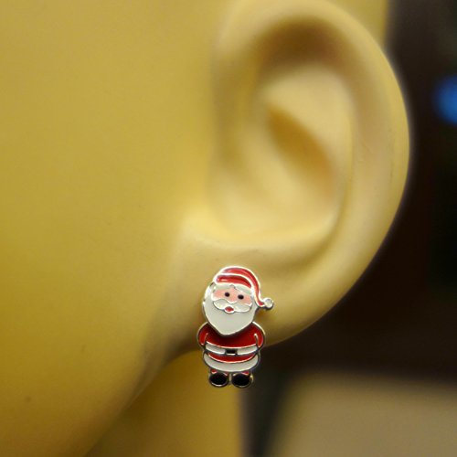 Pendientes de plata de ley con diseño 3D de Papá Noel