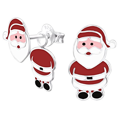 Pendientes de plata de ley con diseño 3D de Papá Noel