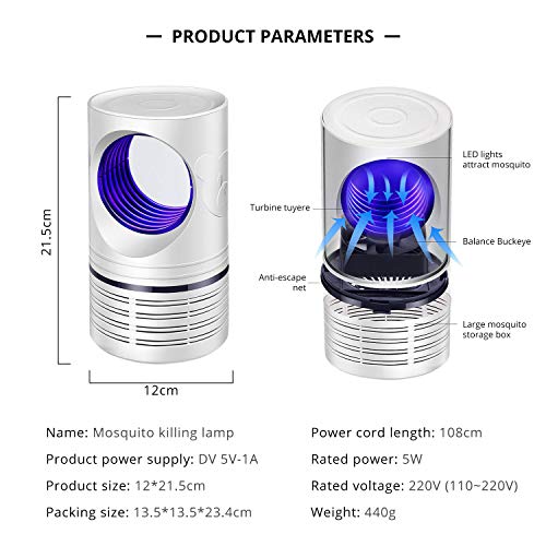 penobon Lámpara Antimosquitos Interior USB UV Mudo Asesino de Mosquitos Fotocatalitico, Mata Mosquitos/Cucarachas (No Tóxico,Seguro)