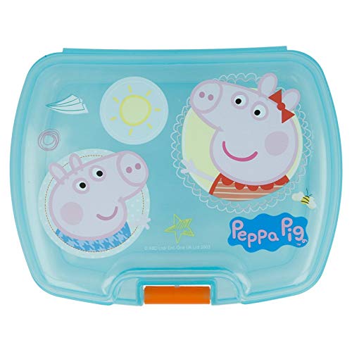 Peppa Pig 2004, Sandwichera Premium Rectangular Producto de plástico; Libre BPA; Dimensiones 18x14x7 cm