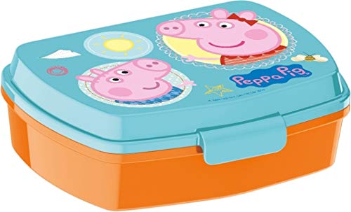 Peppa Pig Caja Merienda | Rectangular Caja de Desayuno | 17 x 12 x 5 cm