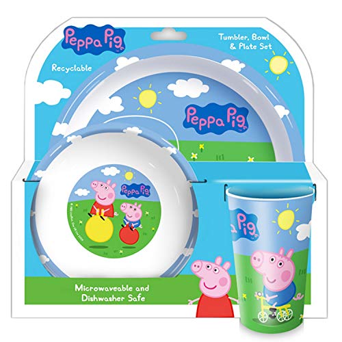 Peppa Pig Peppa Pig & George - Juego de vasos, platos y tazones (8,5 x 23,5 x 23 cm)