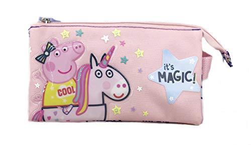 Peppa Pig Portatodo Estuche Triple 3 Compartimentos Peppa Pig Its Magic 20x12cm