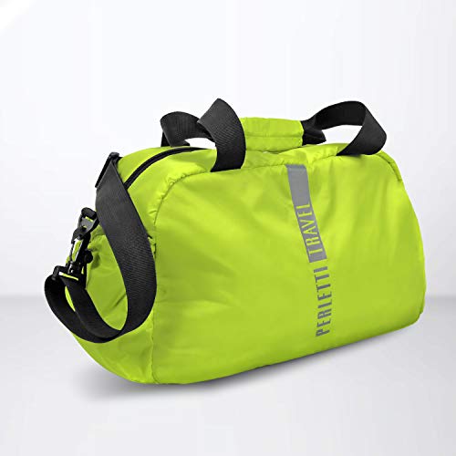 PERLETTI - Equipaje de Mano Hombre Mujer – Bolso Bandolera de Viaje Deporte Impermeable de Nylon - Zurrón Bolso de Hombro con Correa Regulable Ultraligero Suave - Ryanair EasyJet 40x20x25 cm (Verde)