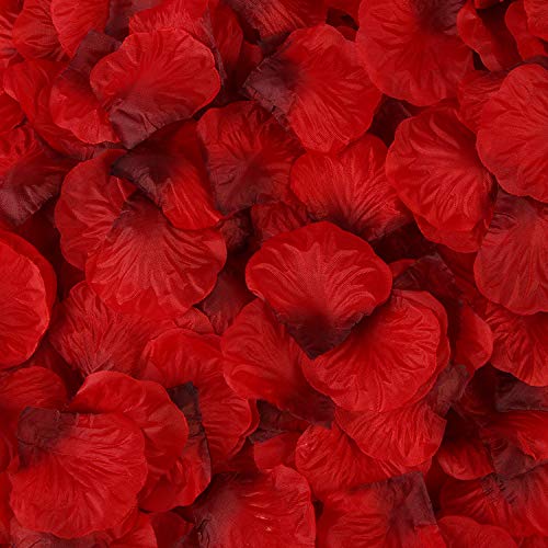 Pétalos de Rosa de Seda,1000 Pack Pétalos de Flores Decoración Romántica Artificiales para Boda Dispersión Mesa de Confeti del San Valentín 5 * 5cm Rojo Oscuro