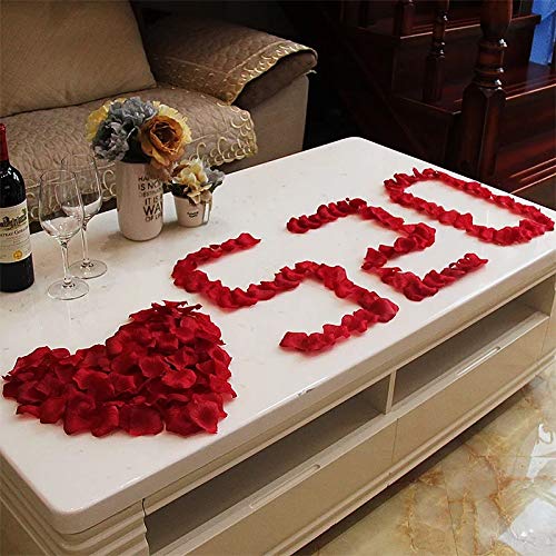 Pétalos de Rosa de Seda,1000 Pack Pétalos de Flores Decoración Romántica Artificiales para Boda Dispersión Mesa de Confeti del San Valentín 5 * 5cm Rojo Oscuro