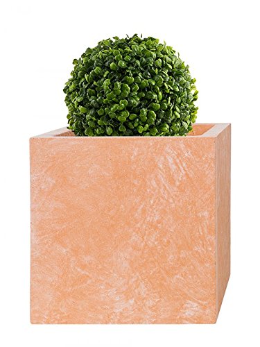 Pflanzwerk® Jardinera Fibra de Vidrio Cube Terracota 23x23x23cm *Maceta a Prueba de heladas* *Protección UV* *Calidad Europeo*