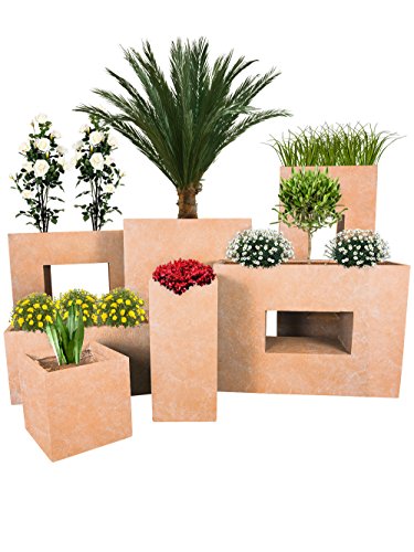 Pflanzwerk® Jardinera Fibra de Vidrio Cube Terracota 23x23x23cm *Maceta a Prueba de heladas* *Protección UV* *Calidad Europeo*