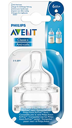 Philips Avent SCF636/27 - Tetina de silicona anti-cólicos para cereales, compatibles con el biberón Classic, 6m+