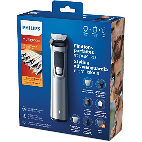 Philips Multigroom series 7000 MG7730/15 Recortadora Todo en Uno (16 en 1), Negro, Plateado