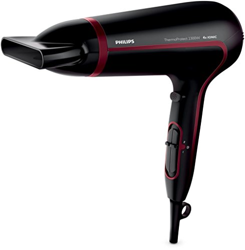 Philips Thermoprotect HP8238/10 Secador de Pelo, 2300 W, Seis posiciones flexibles de velocidad y temperatura para un control completo, Color Negro y Rojo