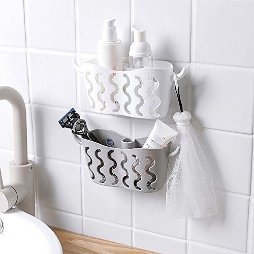 piabigka ▾ Estante De Cocina ， Cesta Para Almacenamiento Autoadhesivo Organizador Sin Clavos Sin Daños Para Accesorios De Baño y Cocin Para Poner El Paño Del Lavaplatos