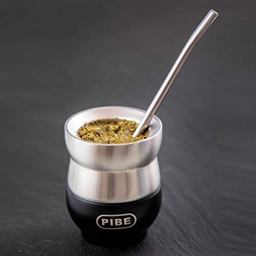 PIBE Cebador Mate para Yerba, Bombilla y Termo 750 Mililitros Acero Inoxidable Pack Autolimpieza