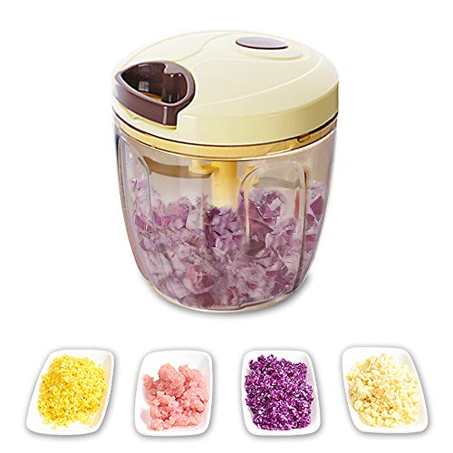 Picadora Manual de Alimentos con Cuerda,Picador de Verduras,Picadora de Carne Manual,Comida Cortador Mano Cebolla Ajo Zanahoria Verduras,Multiusos Cocina Útiles,Food Chopper Onion,Garlic Cutter 900ML