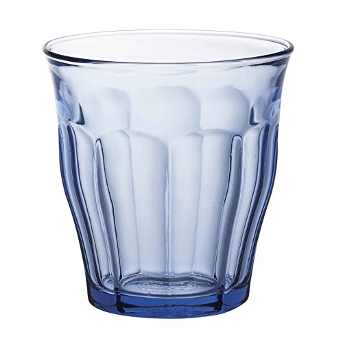 Picardie - Juego de Vasos Bajos de Colores - para Agua, Zumo, Leche o cócteles - Azul - 250 ml - Pack de 12