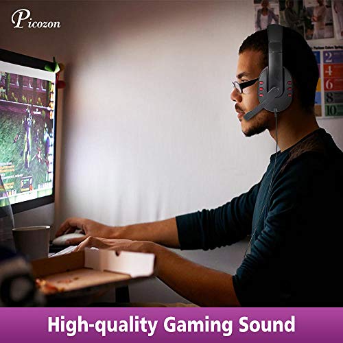 Picozon 3.5mm Plug Gaming Headset Auriculares con micrófono para PS4, Playstation Vita, Mac, Ordenador portátil, Tableta, computadora, teléfonos móviles