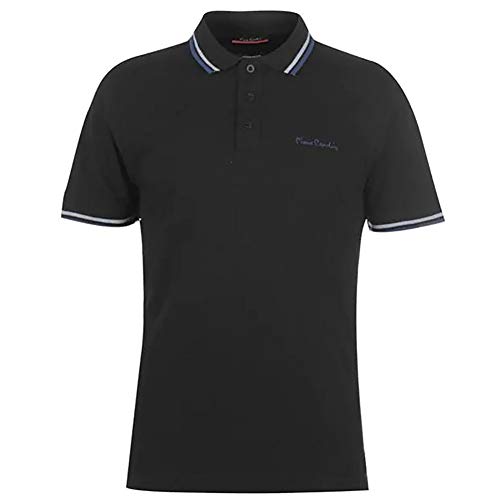 Pierre Cardin - Polo de corte clásico para hombre, con franja en el cuello y las mangas Multicolor Negro ( M