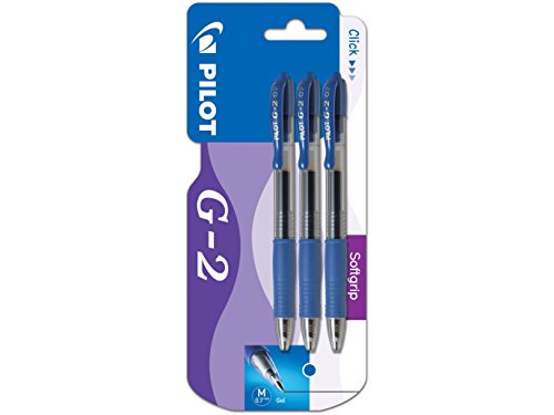 Pilot G2 - Bolígrafo roller retractable (tinta de gel, 3 unidades), color azul