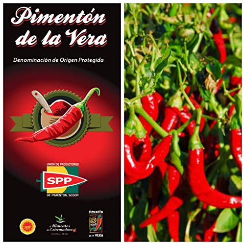 Pimentón de la Vera Ahumado, Producto con la Denominación de Origen Protegida D.O.P. Condimento Apto para Celíacos. (Picante, 500g)