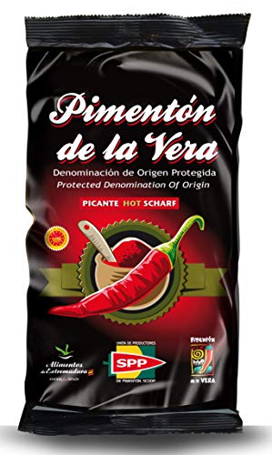 Pimentón de la Vera Ahumado, Producto con la Denominación de Origen Protegida D.O.P. Condimento Apto para Celíacos. (Picante, 500g)