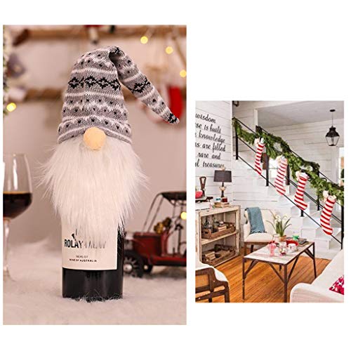 PING 4 unids/set largo sombrero de Navidad sueco Gnome Santa Champagne botella de vino cubierta decoración del hogar