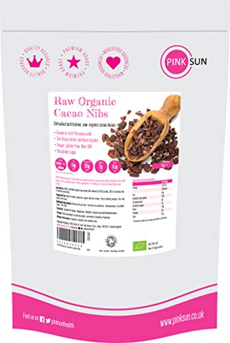 PINK SUN Nibs de Cacao Orgánico 1kg Crudo Criollo Puntas Sin Gluten Vegetariano Vegano Bio Puro Raw Organic Cocoa Nibs 1000g Perú Bulk Buy