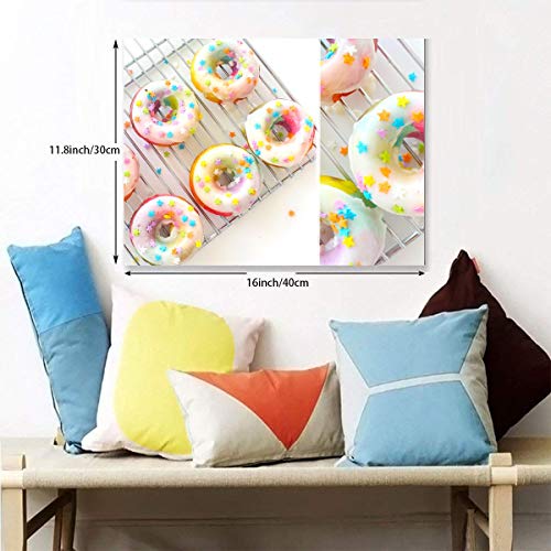 Pintura C Rainbow Doughnuts para decoración de Pared, póster de Obras de Arte, Impresiones sin Marco, Listo para Colgar, para decoración del hogar, 16 x 12 Pulgadas