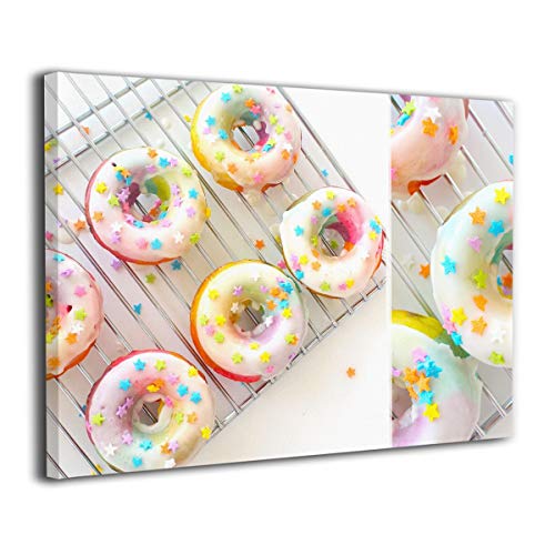 Pintura C Rainbow Doughnuts para decoración de Pared, póster de Obras de Arte, Impresiones sin Marco, Listo para Colgar, para decoración del hogar, 16 x 12 Pulgadas