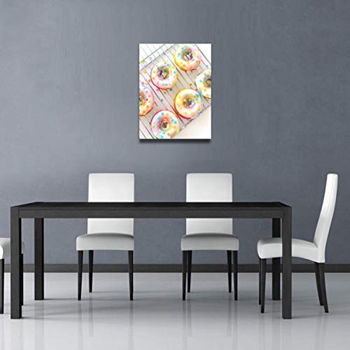 Pintura C Rainbow Doughnuts Pintura de Pared Paisaje Lienzo Impresiones sin Marco Listo para Colgar para decoración Moderna Sala de Estar 16 x 20 Pulgadas