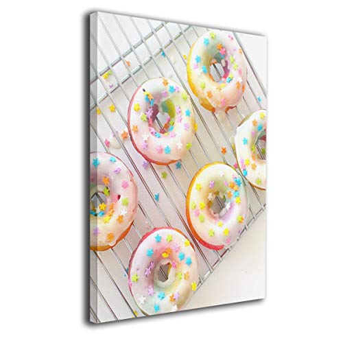 Pintura C Rainbow Doughnuts Pintura de Pared Paisaje Lienzo Impresiones sin Marco Listo para Colgar para decoración Moderna Sala de Estar 16 x 20 Pulgadas