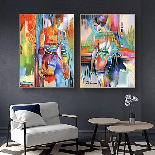 Pintura sin Marco Impresiones de Arte de Pared en el Lienzo de Figuras pintadas Bellas imágenes de decoración Abstracta de la Sala de Estar ZGQ3509 30X45cmx2