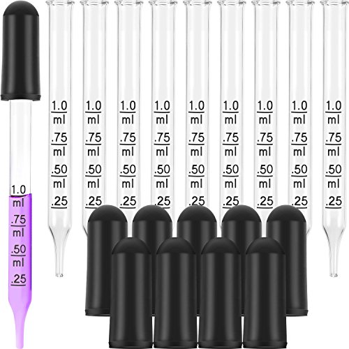 Pipeta de Vidrio de Líquido, Cuentagota de Mancha de Vidrio Calibrada de Aceite Esencial de 1 ml para Planta de Líquido Art de Maquillaje Aceites Esenciales con Cajas Kraft (20)