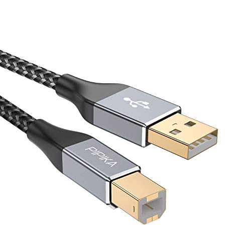 PIPIKA Cable Impresora [2M] Impresora Cable USB 2.0 Tipo A a Tipo B Compatible para Impresora HP, Epson,Canon,Brother, Lexmark,Escáner,Disco Duro,Fotografía Digital y Otros Dispositivos