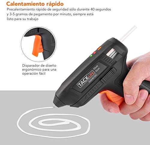 Pistola de Pegamento, 3.6V, 50 Barras de Pegamento (7 * 150mm), GGH01DC Pistola de Silicona con USB Cable de 95cm, Batería de Litio de 2000MAH, Indicador de Temperatura y Batería, Auto-apagado