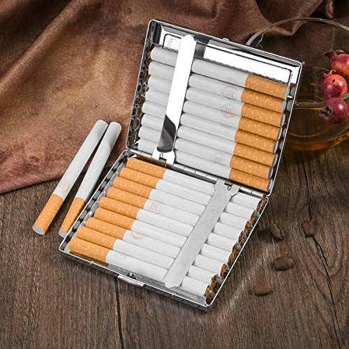 Pitillera de Metal para 20 Cigarrillos, Estilo Antiguo, de Acero Inoxidable, con Grabado, Aspecto Elegante y cualidades Especiales