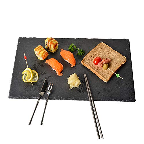 Pizarra para queso, bandeja de piedra sólida, tabla para servir queso y carne para el hogar, restaurante, cafetería, negro, 40x25x1cm