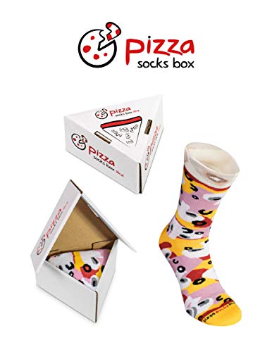 Pizza Socks Box Slice Caprichosa - Mujer Hombre - 1 par de Calcetines - Tamaño 36-40