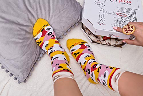 Pizza Socks Box Slice Caprichosa - Mujer Hombre - 1 par de Calcetines - Tamaño 36-40