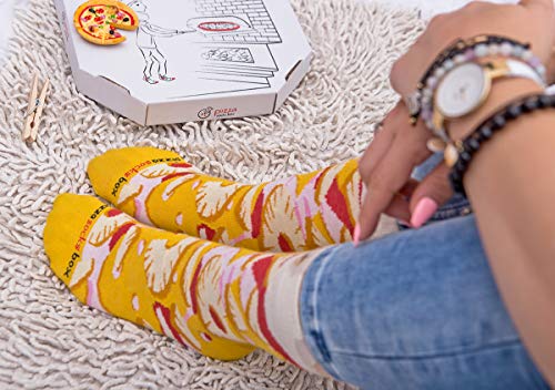 Pizza Socks Box Slice Hawaiana - Mujer Hombre - 1 par de Calcetines - Tamaño 41-46