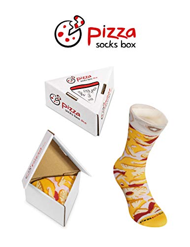 Pizza Socks Box Slice Hawaiana - Mujer Hombre - 1 par de Calcetines - Tamaño 41-46