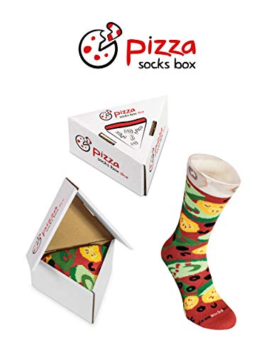 Pizza Socks Box Slice Vege - Mujer Hombre - 1 par de Calcetines - Tamaño 36-40