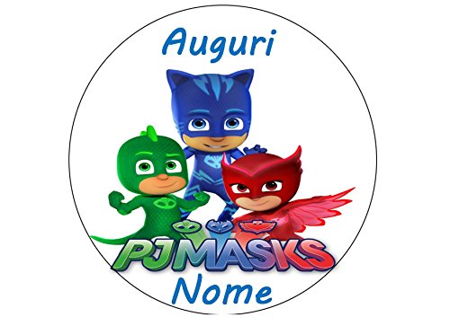 PJ Masks. Súper pijamas. Obleas de tarta personalizable - Kit No. 2 cdc- (1 dosis en hostia, tamaño folio A4 210 × 297 mm)