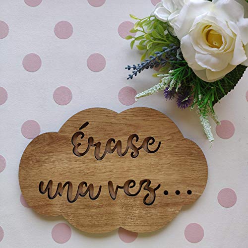 Placa cartel de madera en forma de nube personalizada con la frase que quieras, regalos originales y únicos, decoraciones de pared como póster/Adhesivo vinilo de pared para instalar fácilmente