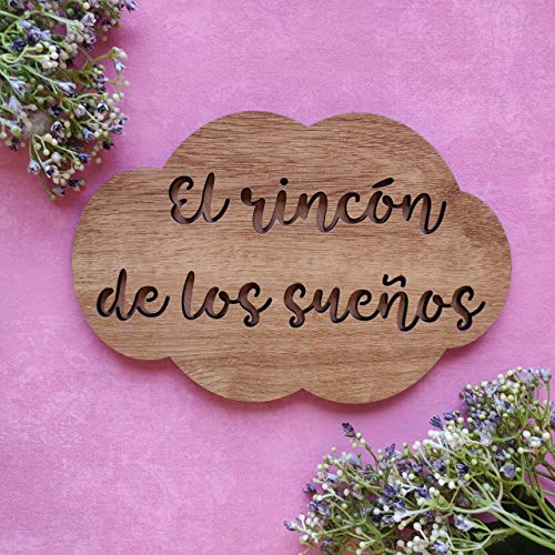 Placa cartel de madera en forma de nube personalizada con la frase que quieras, regalos originales y únicos, decoraciones de pared como póster/Adhesivo vinilo de pared para instalar fácilmente