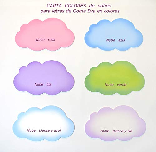 Placa Cartel decorativo infantil de madera forma de *nube* personalizada con el nombre letras de goma eva, regalo original decoración de pared o puerta en habitación.