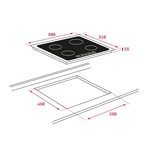 Placa de inducción de 4 zonas con Touch Control MultiSlider en 60 cm