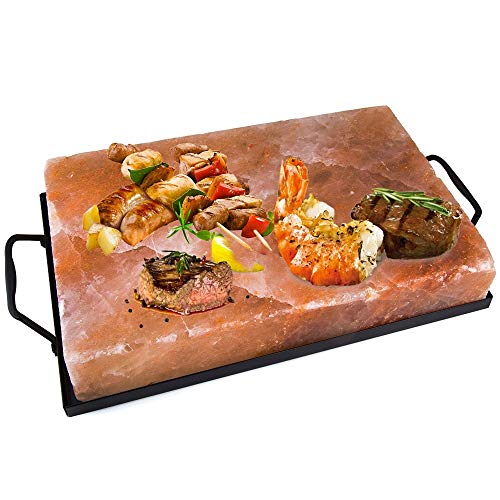 PLANCHA DE SAL ROSA DEL HIMALAYA 30X20 CM CON SOPORTE COCINAR PAN CARNE PESCADO