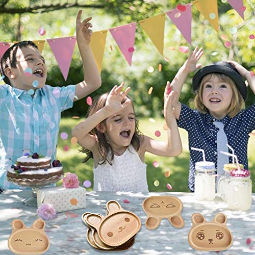 Plato De Comida Para Niños De Dibujos Animados, Platos De Postre De Madera, Platos De Conejo, Platos De Comida Para La Fiesta De Cumpleaños De Los Niños, Múltiples Funciones, Lindo Y Conveniente