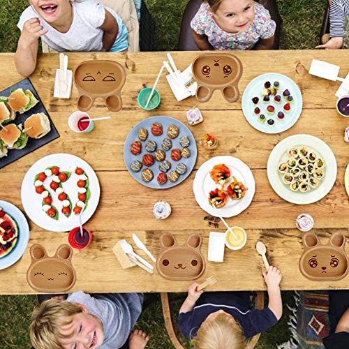 Plato De Comida Para Niños De Dibujos Animados, Platos De Postre De Madera, Platos De Conejo, Platos De Comida Para La Fiesta De Cumpleaños De Los Niños, Múltiples Funciones, Lindo Y Conveniente