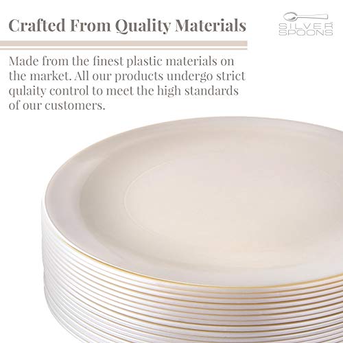 PLATOS GRANDES DESECHABLES | 20 piezas | Platos de plástico resistente | Aspecto elegante de porcelana | Opulence - Crema (10,25 pulgadas/25 cm)